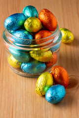 Colourful small chocolate easter eggs