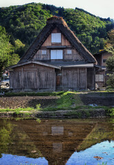 Fototapeta na wymiar old wooden house in Shirakawa village, Japan