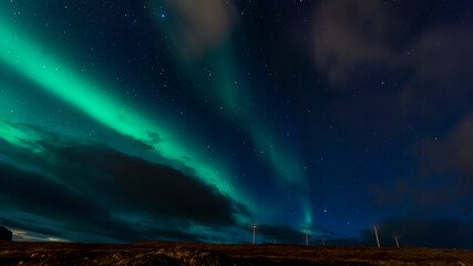 Fototapeta na wymiar Polarlichter über Havoysund, Finnmark, Norwegen