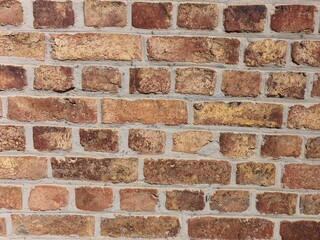 brickwork home wall, texture, background, red burnt brick, brick of different shades