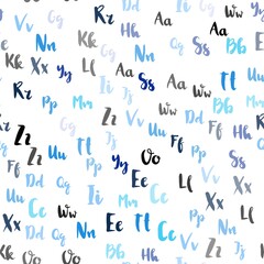 Fototapeta na wymiar Light BLUE vector seamless pattern with ABC symbols. Shining illustration with ABC symbols on abstract template. Pattern for trendy fabric, wallpapers.