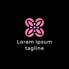 Flower Negative Space Logo Design Template