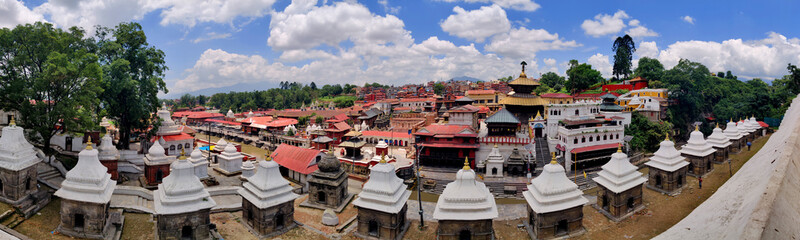 Pashupatinath temple shrines panorama,the UNESCO 
the Oldest iconic Hindu temples of...