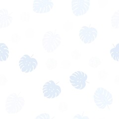 Light BLUE vector seamless doodle template with flowers, leaves. An elegant bright illustration with leaves and flowers. Design for textile, fabric, wallpapers.