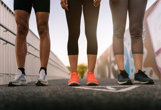 Unrecognizable people wearing sportswear