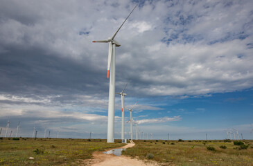 Wind Turbines at the Cape Kaliakra, Bulgaria.Eco power, wind turbines.