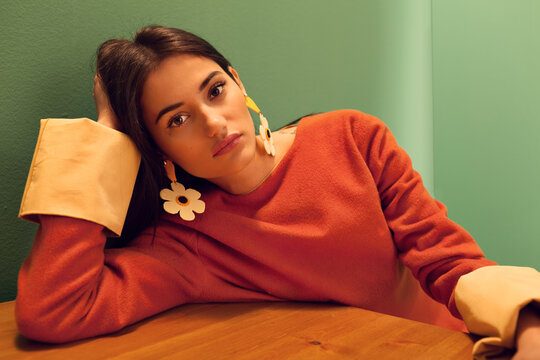 woman in green room