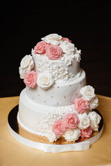 Obraz na płótnie Canvas Birthday cake at a Banquet close-up. Dessert