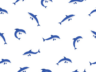 Seamless pattern dolphins white background vector illustration