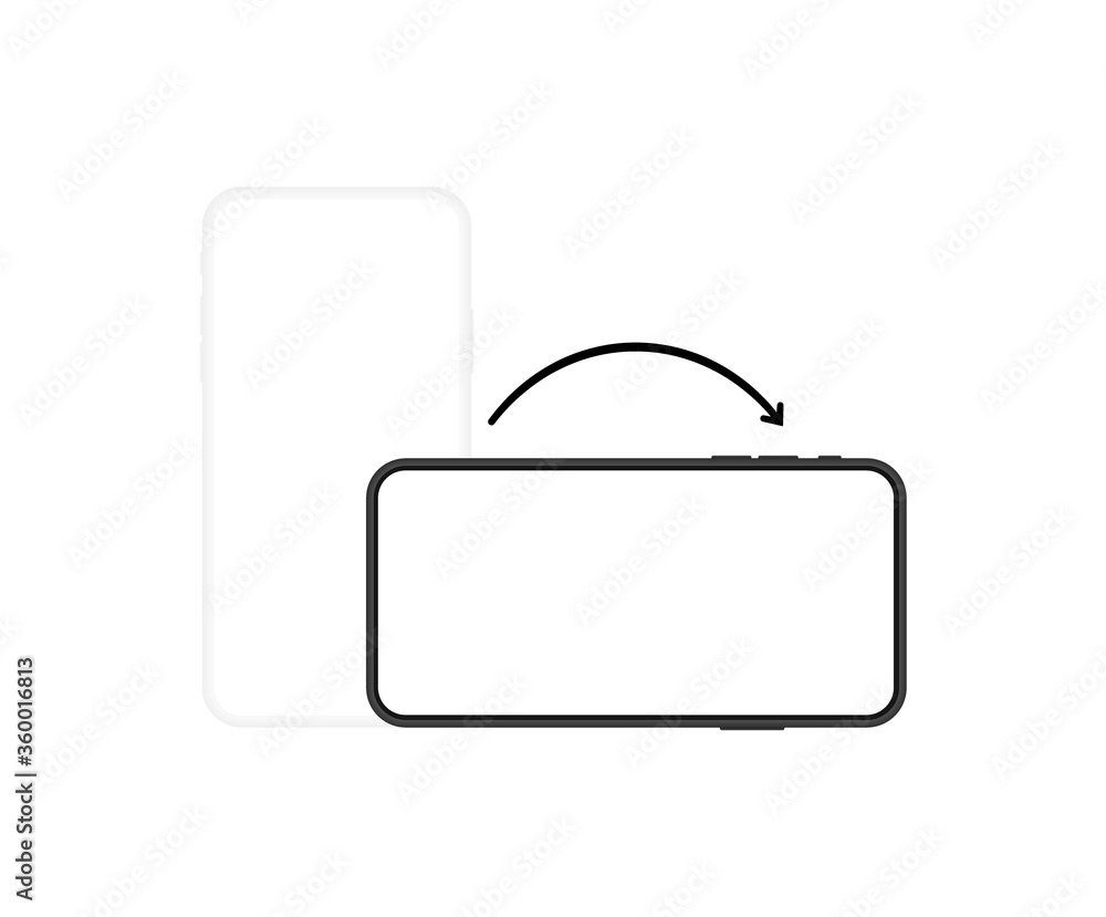 Poster smartphone with different variant of rotate position. turn your phone whatever. modern vector illust