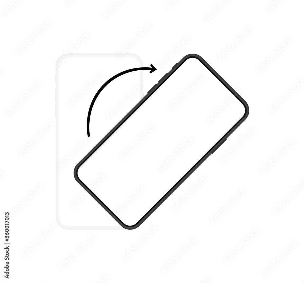 Poster smartphone with different variant of rotate position. turn your phone whatever. modern vector illust