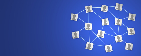 Social Networking, Network, Team Work Concept with blue background illustration