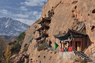 Qianfo Buddhist grottoes section of MatiSi-Horse Hoof Temple. Zhangye-Gansu Province-China-0931