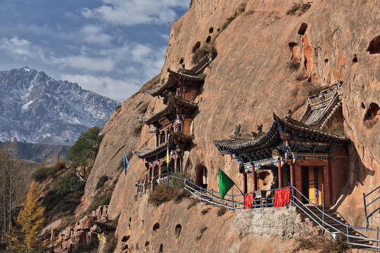 Qianfo Buddhist grottoes section of MatiSi-Horse Hoof Temple. Zhangye-Gansu Province-China-0931