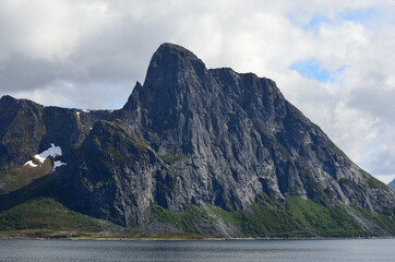 mighty mountain in fjord