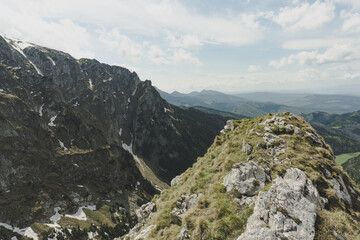 mountain landscape with rocks and clouds