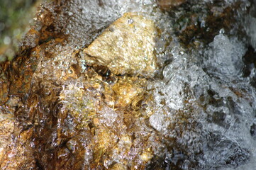 Crystal splashes of water, playful foam in the streams of the river. Stones under the streams of a swift, mountain river...