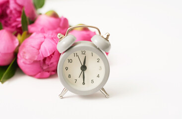 Peony bouquet. Rich bunch of peonies. Greeting card for mother's day. Women's Day. Valentine's Day. Copy space. Spring or summer greeting card with flowers.Wedding invitation.Happy Birthday