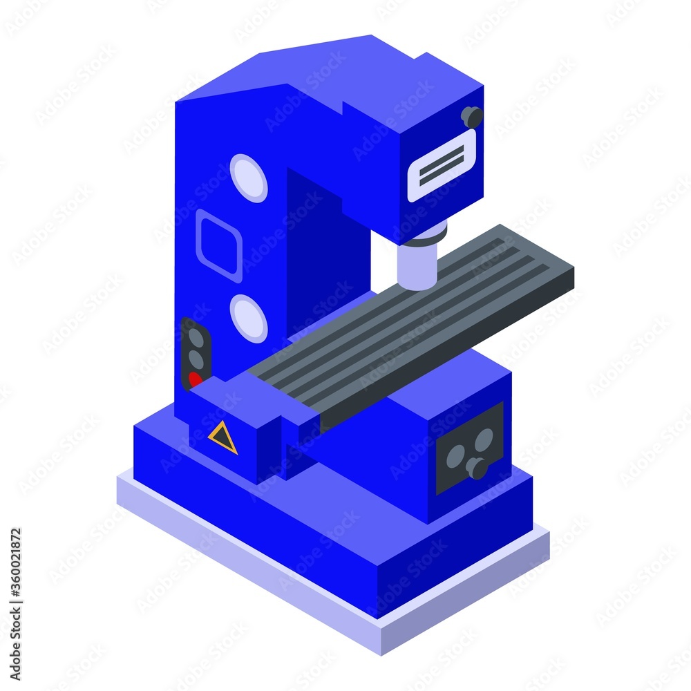 Poster cnc milling machine icon. isometric of cnc milling machine vector icon for web design isolated on wh