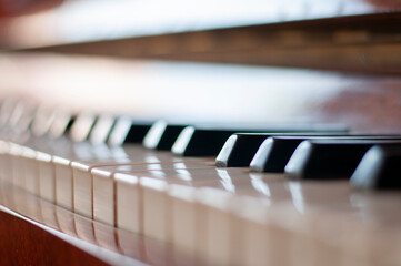 close-up of beautiful piano keys