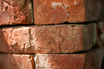 red bricks texture background with the sun