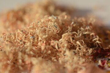 Color pencil shavings close-up