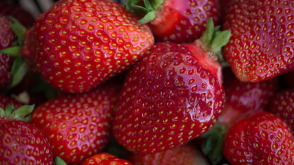 fresh Kashubian strawberries in closeup