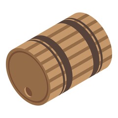 Wood wine barrel icon. Isometric of wood wine barrel vector icon for web design isolated on white background
