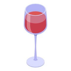 Red wine glass icon. Isometric of red wine glass vector icon for web design isolated on white background