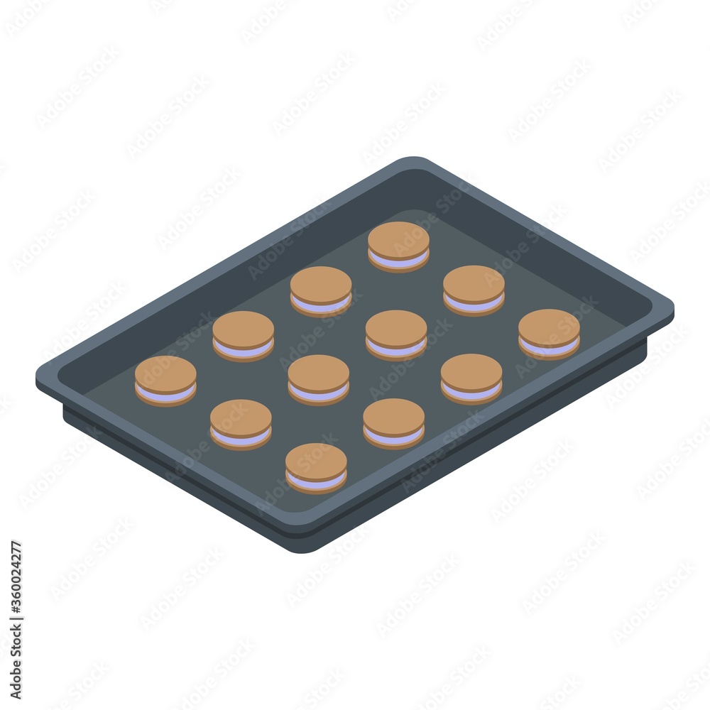 Poster confectioner cookie tray icon. isometric of confectioner cookie tray vector icon for web design isol