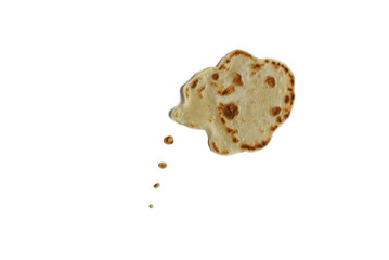Pancake in the form of a text box for message and information on a white background