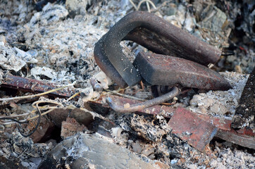old rusty metal in fire