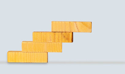 beige wooden chip, stairs on the white background