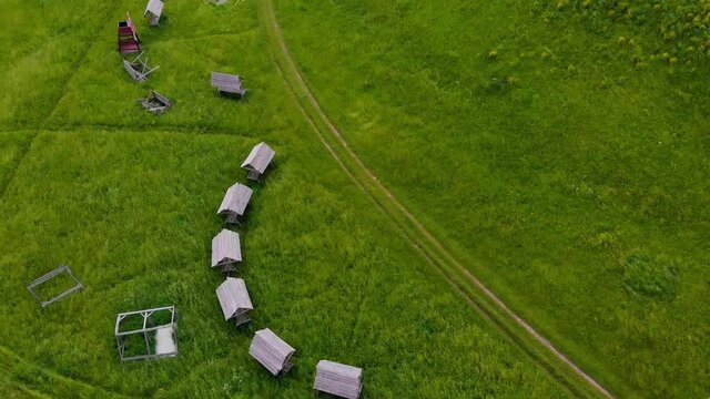 Field over the Pleshcheyevo lake. Pereslavl-Zalessky, Russia.
