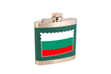 Flask for alcohol with the flag of Bulgaria. Bulgarian alcohol