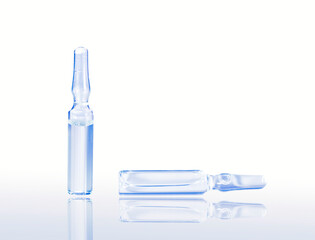 two isolated ampoules on the white background