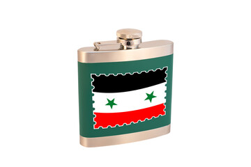 Flask for alcohol with the flag of Syria. Syrian alcohol