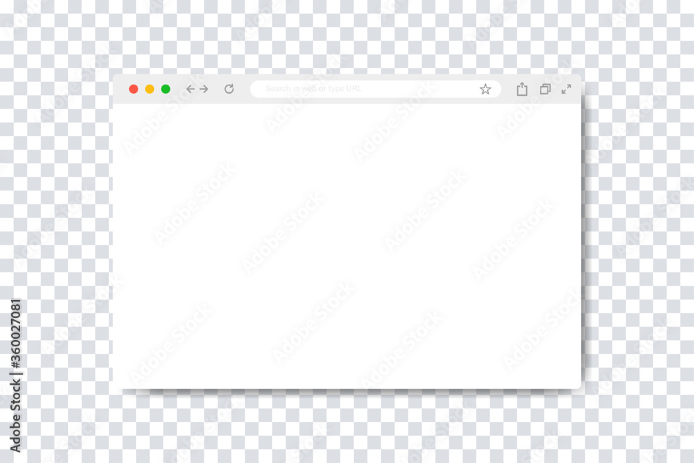 Poster web browser window. vector isolated illustration. web window screen mockup. empty internet pade with
