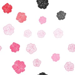 Light Red vector seamless natural artwork with flowers. Brand new colored illustration with flowers. Texture for window blinds, curtains.