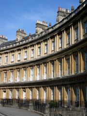 Georgian townhouses The Royal Crescent designed by John Wood The Younger, in Bath, England, UK.