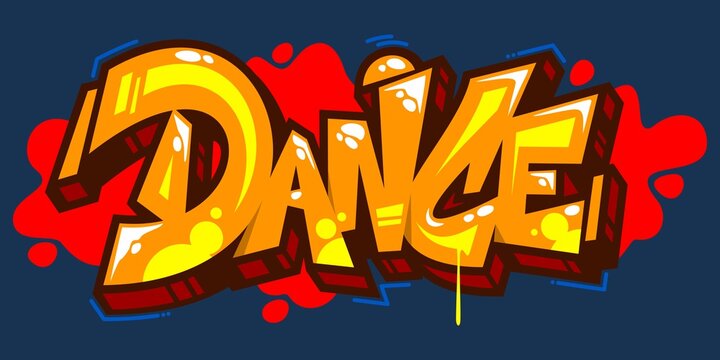 Abstract Word Dance Graffiti Style Font Lettering Vector Illustration Art