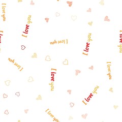 Light Red, Yellow vector seamless cover with Shining hearts. Blurred decorative design in doodle style with hearts. Beautiful design for your business advert of anniversary.