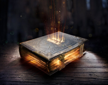 Shining Holy Bible - Ancient Book On Old Table
