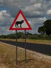 Hyena warning road sign, Northern Namibia