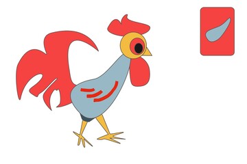 children drawing tutorial how to draw a cockerel, rooster illustration based on one oval shaped curved line