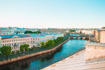 The view from the roofs from above on the city of St. Petersburg