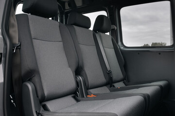 Minivan rear seats row close up