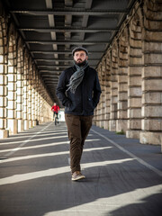 Young handsome french bearded man