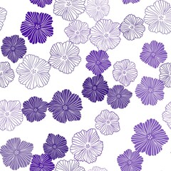 Light Purple vector seamless elegant pattern with flowers. Colorful illustration with flowers in doodle style. Design for wallpaper, fabric makers.