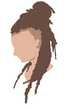 Woman, girl with dreadlocks, hair, long dreadlocks, African American, afro, black, profile illustration, profile, model, photo on the page